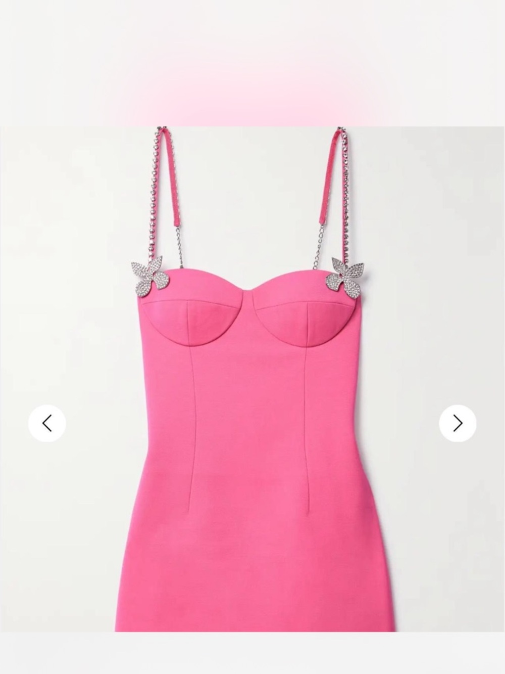 AREA Pink Mini Dress with Crystal Butterfly Straps